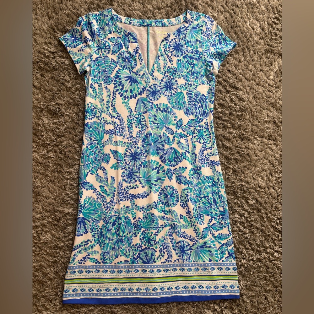 Lilly Pulitzer Blue and Green Floral Dress